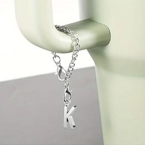 K Alphabet Letter Charm Accessories Stanley Cup ID Name Initial Letter silver